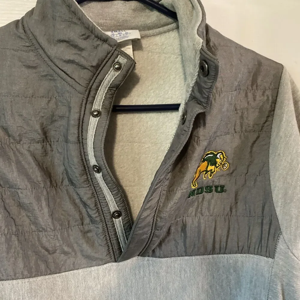 Champion Men’s Sweatshirt Vintage NDSU Bison Long Sleeve Pullover Buttons